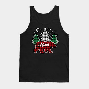 Mami Bear Buffalo Red Plaid Matching Family Christmas Tank Top